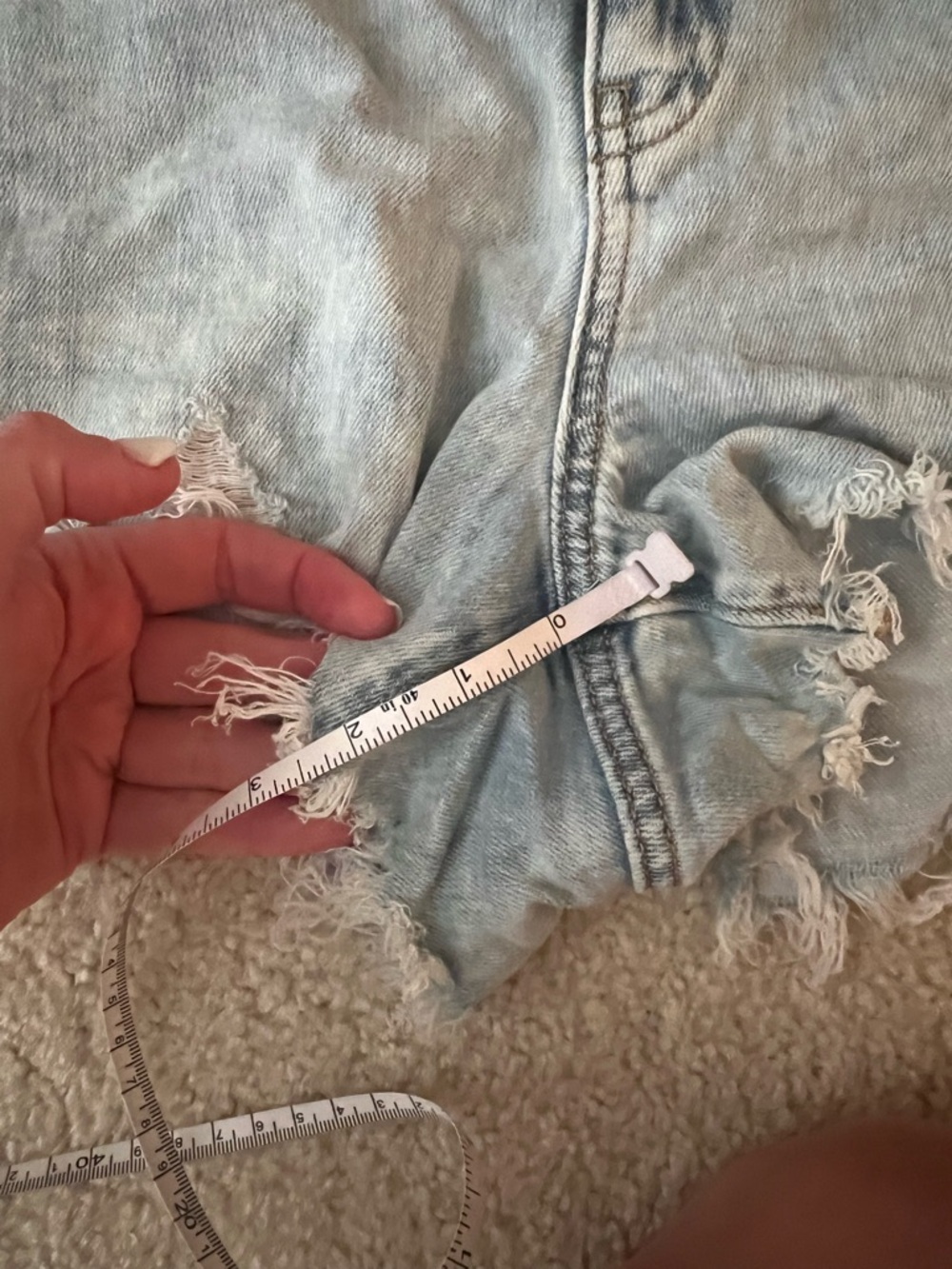 aerie Light Blue Distressed Denim Cutoff Shorts - Picture 6 of 6